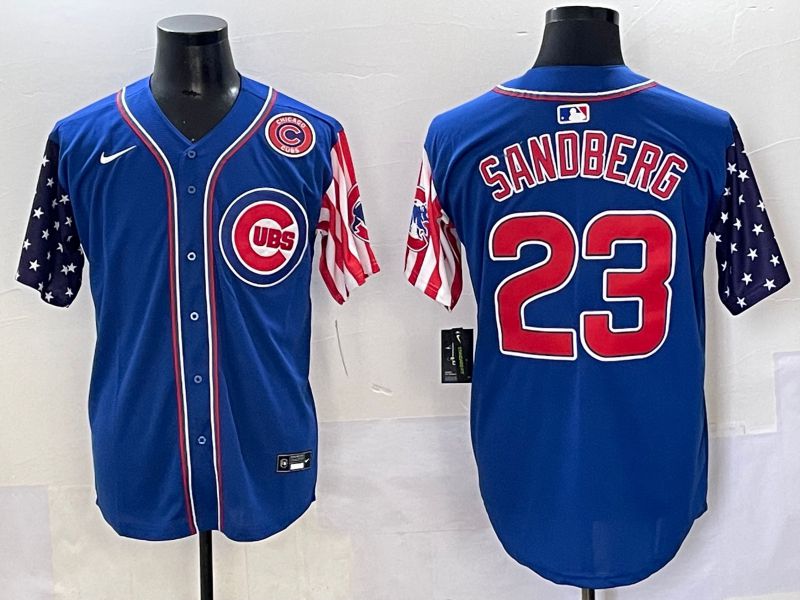 Men 2025 Chicago Cubs #23 Sandberg Blue a generation of national flags Joint Name Nike MLB Jersey style 5->chicago cubs->MLB Jersey